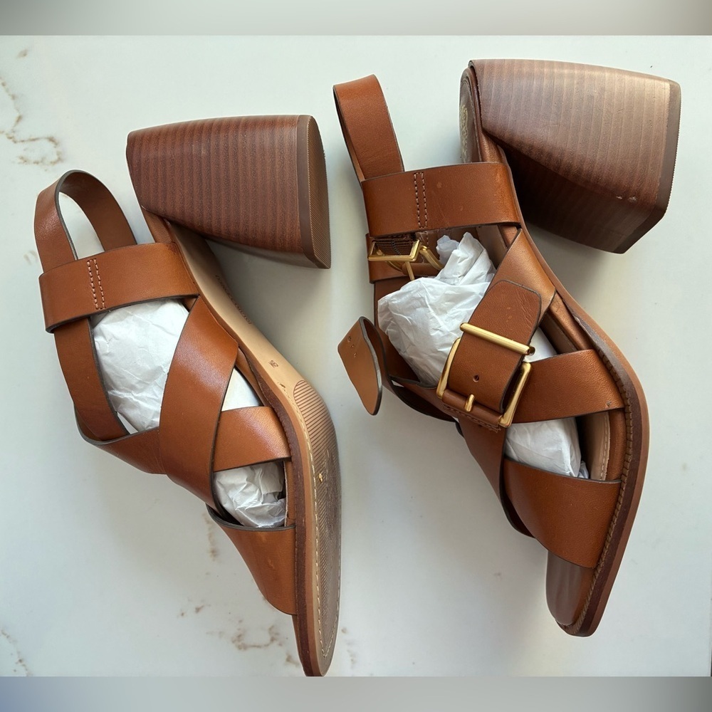 Vince Camuto Penina Leather Strap Block Heeled Sandal Size 9